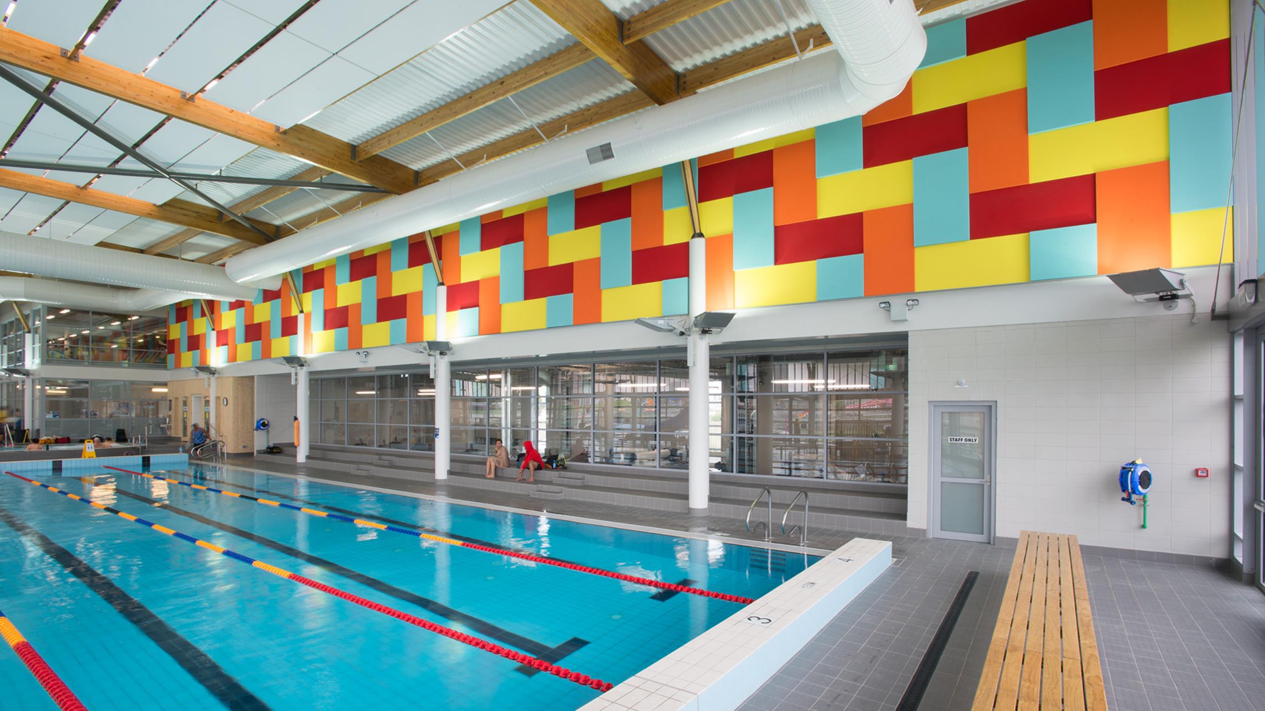 Otahuhu Recreational Centre - Pool Panels in coloured Sonatex